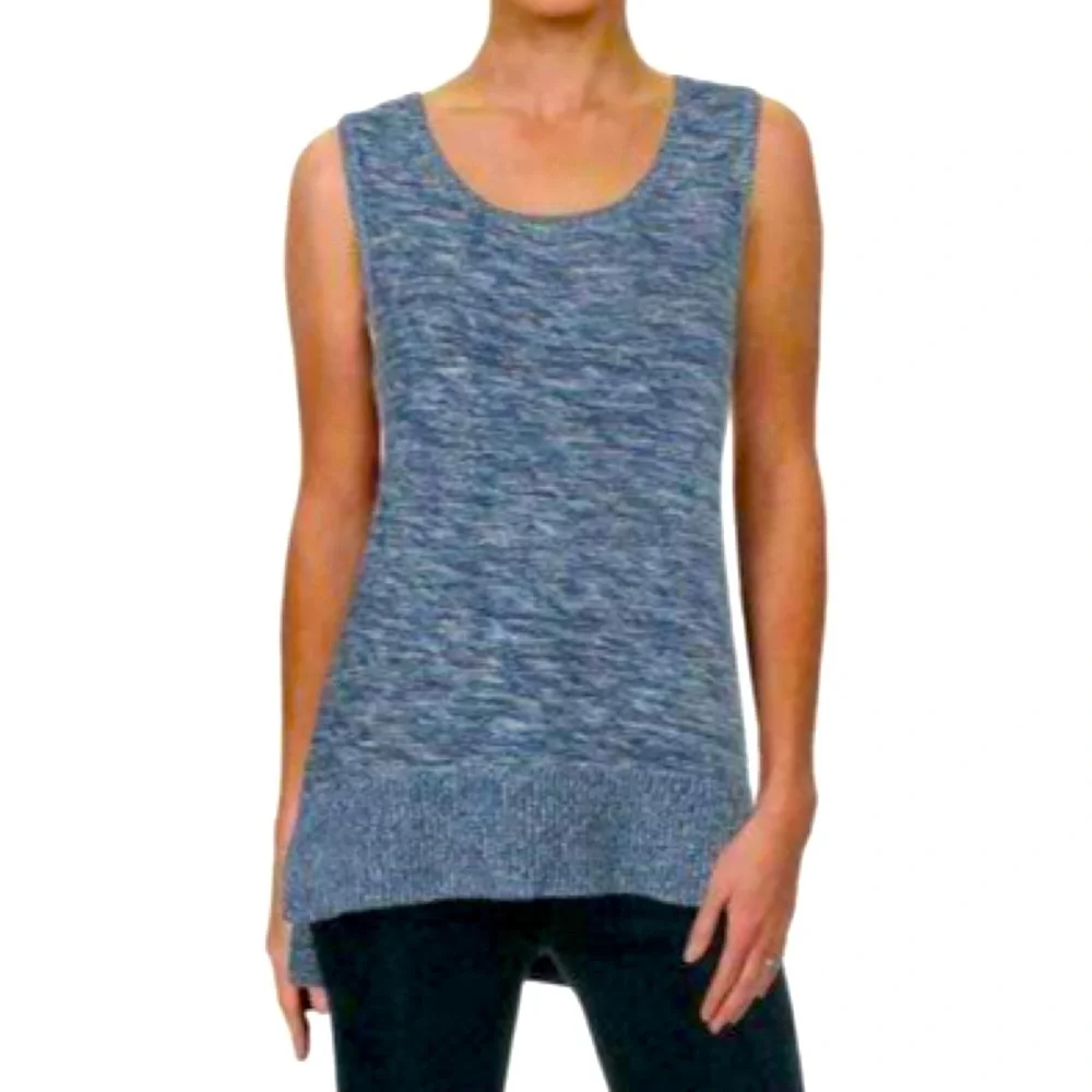 Style & Co Blue Heather High Low Sweater Vest Size Large